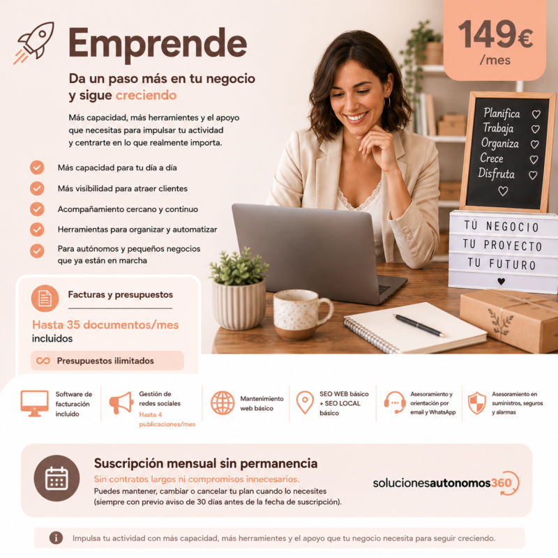 Plan Emprende - 149 € + IVA / mes